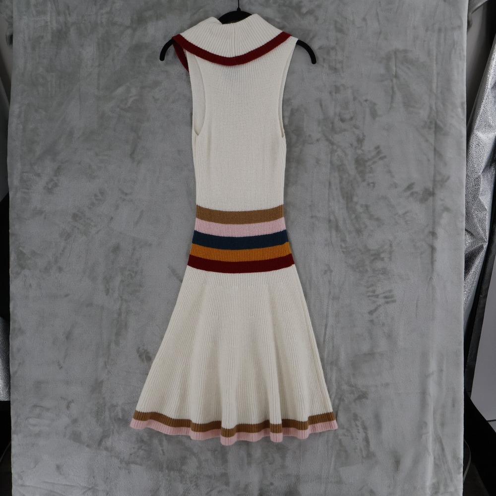 Maeve Anthropologie Striped Cowl Neck Sleeveless Sweater Dress Women Small Cream - Picture 12 of 16